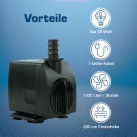 Wasserspielpumpe, Brunnenpumpe, 1200l/h kep1200l (General&uu